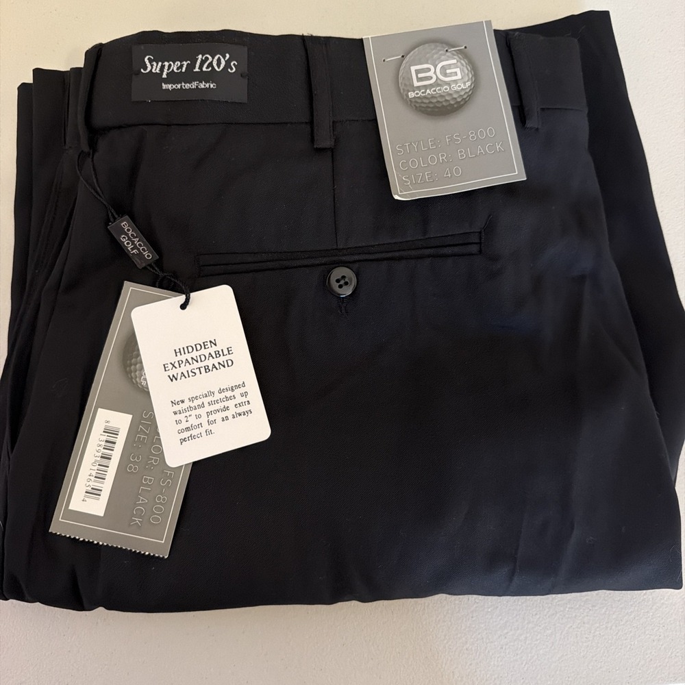 Bocaccio Golf Super 120's Men Shorts 40 X 9 Black Expandable Waistband NWT
